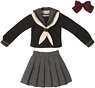 PNS Long Sleeve Classical Sailor Uniform Scarf & Ribbon Set (Gray x Black) (Fashion Doll)